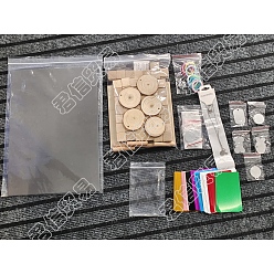Stainless Steel Color BENECREAT DIY Sublimation Blank Geometry Pet Tag Pendant Necklace Making Findings Kit, Including Laserable Rubber, Aluminium Pendant & Name Card, Wood Pendant, Silicone Linking Rings, 304 Stainless Steel Pendant Necklaces, Stainless Steel Color