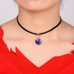 10 Handmade Red Enamel Heart Pendant Necklace - Sweet and Lovely, Sterling Silver, Collarbone Chain.