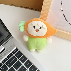 Carrot Cute Fruit Plush Cotton Doll Pendant Keychain, Pendant Decorations with Alloy Findings, Carrot, 10cm