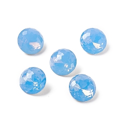 Air Blue Opal Opal Style Eletroplate K9 Glass Rhinestone Cabochons, Pointed Back & Back Plated, Faceted, Diamond, Air Blue Opal, 8x4.5mm