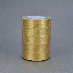 Gold Glitter Metallic Ribbon, Sparkle Ribbon, Gold, 1 inch(25~26mm), about 25yards/rolls, 5rolls/group