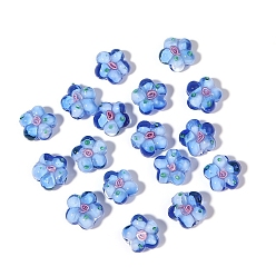 Светло-Синий Полупрозрачные бусины лэмпворк ручной работы, цветок, голубой, 15x14x8 мм, отверстие : 2 мм
