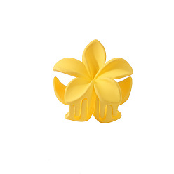 yellow, 4CM Candy-colored plastic flower hairpin with hollow-out design - simple and elegant.