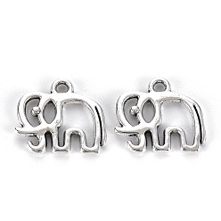 Antique Silver Tibetan Style Alloy Charms, Lead Free & Cadmium Free, Elephant, Antique Silver, 14.5x16x2mm, Hole: 1.6mm, about 560pcs/500g