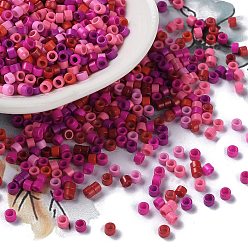 Medium Violet Red Baking Paint Glass Seed Beads, Cylinder, Medium Violet Red, 2.5x2mm, Hole: 1.4mm, about 45359pcs/pound