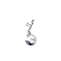 Silver Swan Matal Dreadlocks Beads, Braiding Hair Pendants Decoration Clips, Silver, 38x18mm