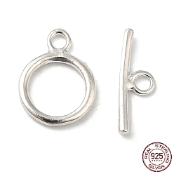 Sterling Silver 925 Sterling Silver Ring Toggle Clasps, Ring: 11.5x8.5mm, Bar: 12x4mm, Hole: 1.8mm