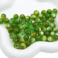Lime Vert 10 pcs résine imitation yeux de chat perles rondes, bracelet de perles fait main bricolage, lime green, 8mm