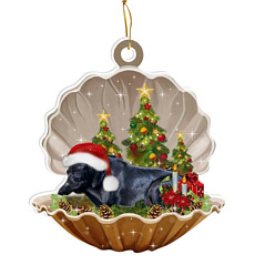 Black Cute Acrylic Shell Dog Pendants Decoration, for Christmas Tree Hanging Ornaments, Black, 80mm