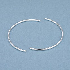 Посеребрённый Бисера латунной трубки, долговечный, изогнутые бусины, трубка, 925 серебро покрытием, 56x2 мм, отверстие : 1.4 мм