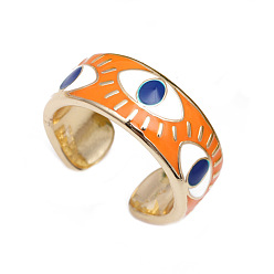 CR0356DX orange Colorful Evil Eye Ring with Minimalist Design and Unique Opening, for Index Finger.