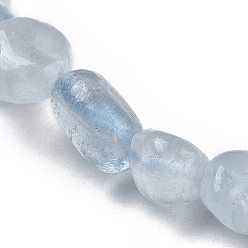 Aquamarine Natural Aquamarine Bead Stretch Bracelets, Tumbled Stone, Nuggets, Inner Diameter: 2~2-1/4 inch(5.2~5.6cm)