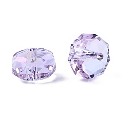 Lilac Transparent K9 Glass Beads, Faceted, AB Color Plated, Flat Round, Lilac, 8x5mm, Hole: 1.2mm