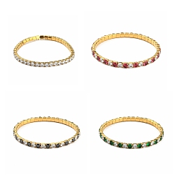 Mixed Color Ion Plating(IP) 304 Stainless Steel Bracelets, Cubic Zirconia Tennis Bracelets for Women, Golden, Mixed Color, 1/8 inch(0.4cm), Inner Diameter: 2 inch(5cm)