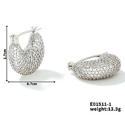 Серебро Серьги-кольца из латуни со стразами в форме луны для осени и зимы, Стильный и элегантный, серебряные, 17x7 мм