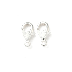 Посеребрённый Ромбовидные латунные карабины, без свинца и без кадмия, 925 серебро покрытием, 10.5x5.5x2.5 мм, отверстие : 1.4 мм