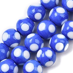 Королевский синий Бусины лэмпворк , круглый в горошек, королевский синий, 10x9.5~10 мм, отверстие : 1.8 мм, около 39 шт / нитка, 14.76'' (37.5 см)