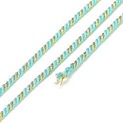 Pale Turquoise Polycotton Filigree Cord, Braided Rope, with Plastic Reel, for Wall Hanging, Crafts, Gift Wrapping, Pale Turquoise, 1.2mm, about 27.34 Yards(25m)/Roll