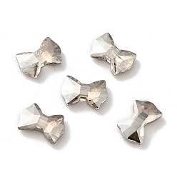 Satin K9 Glass Rhinestone Cabochons, Flat Back & Back Plated, Faceted, Bowknot, Satin, 8.1x12x3.5mm