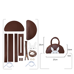 Coconut Brown DIY Rabbit Bag Making Kit, Including Cowhide Bag Accessories, Coconut Brown, 27x25x7cm