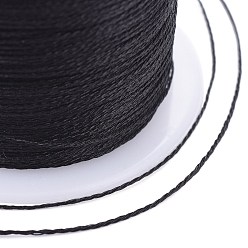 Black Polyester Braided Metallic Thread, for DIY Braided Bracelets Making and Embroidery, Black, 0.4mm, 6-Ply, about 54.68 yards(50m)/roll