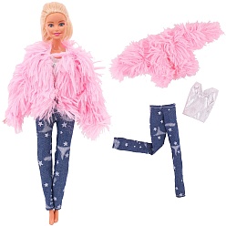 Бледно-Розовый Плюшевая куртка и штаны, наряды для куклы из ткани, комплект одежды в стиле кэжуал, аксессуары для переодевания кукол-девочек, розовый жемчуг, 270~290 мм