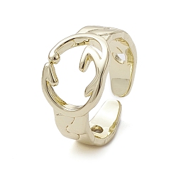 Real 18K Gold Plated Rack Plating Brass Open Cuff Rings, Hollow, Real 18K Gold Plated, US Size 4 1/2(15.2mm)