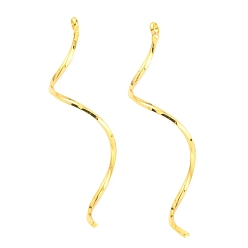 Золотой Латунные волнистые булавки для глаз, изогнутая линия, золотые, 18 датчик, 52x9x1 мм, отверстие : 2.3 мм
