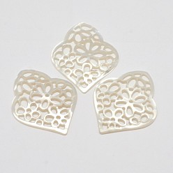 White Natural Mother of Pearl Shell Flower Pendants, White, 37x30x1.5mm, Hole: 1mm