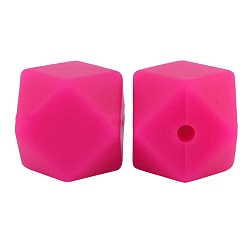 Deep Pink Octagon Food Grade Silicone Beads, Chewing Beads For Teethers, DIY Nursing Necklaces Making, Deep Pink, 17mm