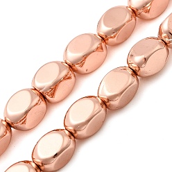 Гальванический Розовый Золотой Стеклянные бусины с гальваническим покрытием , самородки, покрытием из розового золота, 11x7x7 мм, отверстие : 1 мм, около 38 шт / нитка, 16.54'' (42 см)