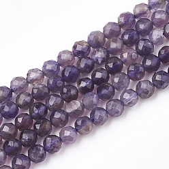 Amethyst Natural Amethyst Beads Strands, Faceted, Round, 1/8 inch(3mm), Hole: 0.6mm, about 110pcs/strand, 15.7 inch(40cm)