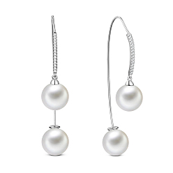 Platinum SHEGRACE Rhodium Plated 925 Sterling Silver Earrings, with Shell Pearl, Platinum, 54mm