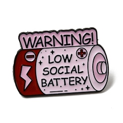 Others Enamel Pins, Alloy Lapel Pin Backs for Backpack Clothes, Black, Battery, 21x31mm