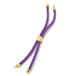 Indigo Nylon Cords Bracelet Makings Fit for Connector Charms, with Golden Brass Tree Slider Beads, Long-Lasting Plated, Indigo, 8-5/8 inch(22cm), Hole: 1.9mm