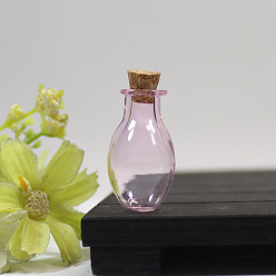 Pink Glass Bead Containers, Wishing Bottle with Cork, Pink, 1.5x2.7cm