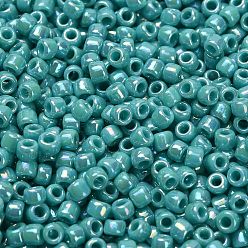 (413) Opaque AB Turquoise Тохо 8/0 круглые бусины, японский бисер, (413) непрозрачный ab бирюзовый, 3 мм, отверстие : 1 мм, Около 1111 шт / 50 г