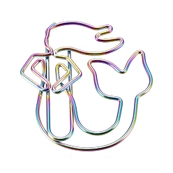Rainbow Color Mermaid Shape Iron Paper Clips, Cute Paper Clips, Funny Bookmark Marking Clips, Rainbow Color, 36x33x3mm