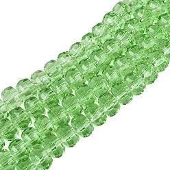 Hellgrün Transparente Glasperlen Stränge, Rondell, facettiert, hellgrün, 7.5~8x5 mm, Bohrung: 1~1.2 mm, ca. 77~81 Stk. / Strang, 14.96~17.32 Zoll (38~44 cm)