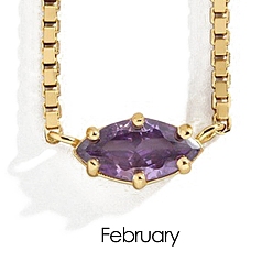 Medium Purple Birthstone Style Cubin Zircon Horse Eye Pendant Necklace, with Golden Stainless Steel Box Chains, Medium Purple, 15.75 inch(40cm)