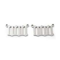 Stainless Steel Color 201 Stainless Steel Pendants, Number 0 Charm, Stainless Steel Color, 12x22x1mm, Hole: 1.4mm