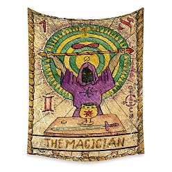 Colorful Tarot Tapestry, Polyester Bohemian Wall Hanging Tapestry, for Bedroom Living Room Decoration, Rectangle, The Magician I, 950x730mm