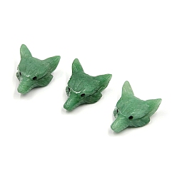 Green Aventurine Natural Green Aventurine Carved Healing Wolf Head Figurines, Reiki Energy Stone Display Decorations, 38x28mm
