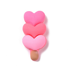 Hot Pink Cute Opaque Resin Decoden Cabochons, Ice Cream with Heart, Imitation Food, Hot Pink, 32x15x8mm