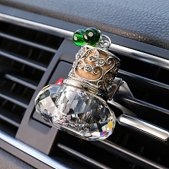 Green Glass Empty Refillable Perfume Bottles Car Air Vent Clips, Cute Automotive Interior Trim, Green, Packing: 6x6x6cm