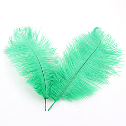 Medium Spring Green Ostrich Feather Ornament Accessories, for DIY Costume, Hair Accessories, Backdrop Craft, Medium Spring Green, 200~250mm