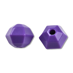 Blue Violet Opaque Acrylic Beads, Faceted Hexagon, Blue Violet, 21x18.5x17mm, Hole: 4.2~4.3mm, about 150pcs/500g