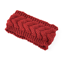 Dark Red Polyacrylonitrile Fiber Yarn Warmer Headbands, Soft Stretch Thick Cable Knit Head Wrap for Women, Dark Red, 210x110mm