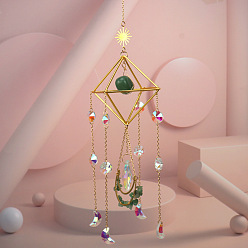 Зеленый Авантюрин Подвеска-ловец солнца из зеленого авантюрина, создатель радуги, украшение сада и дома своими руками, 450~500 мм