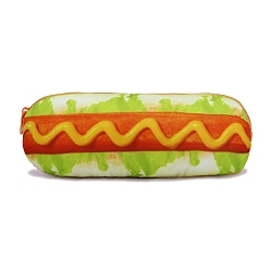 Yellow Green Bread Shape Polyester Pencil Pouches, Zipper Student Stationery Storage Case, Office & School Supplies, Yellow Green, 210x80mm